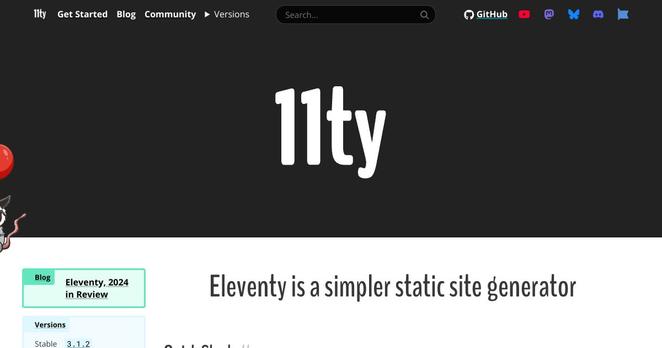 A screenshot of the web page at https://www.11ty.dev/