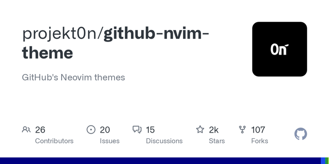GitHub's Neovim themes . Contribute to projekt0n/github-nvim-theme development by creating an account on GitHub.