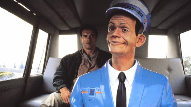 A robot taxi driver.
