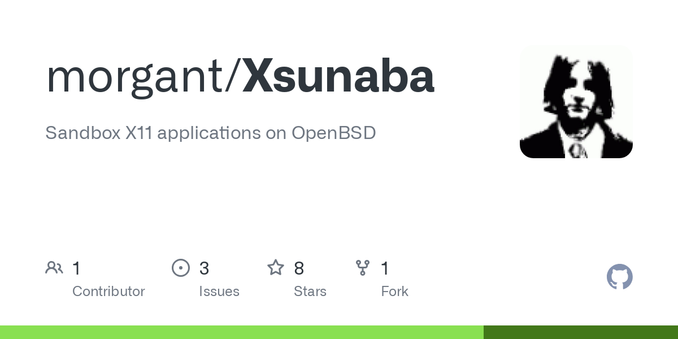 Sandbox X11 applications on OpenBSD. Contribute to morgant/Xsunaba development by creating an account on GitHub. Sandbox X11 applications on OpenBSD. Contribute to morgant/Xsunaba development by creating an account on GitHub.
