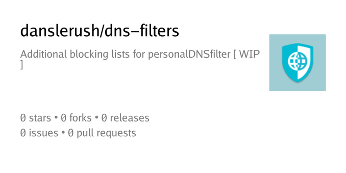Summary card of repository danslerush/dns-filters