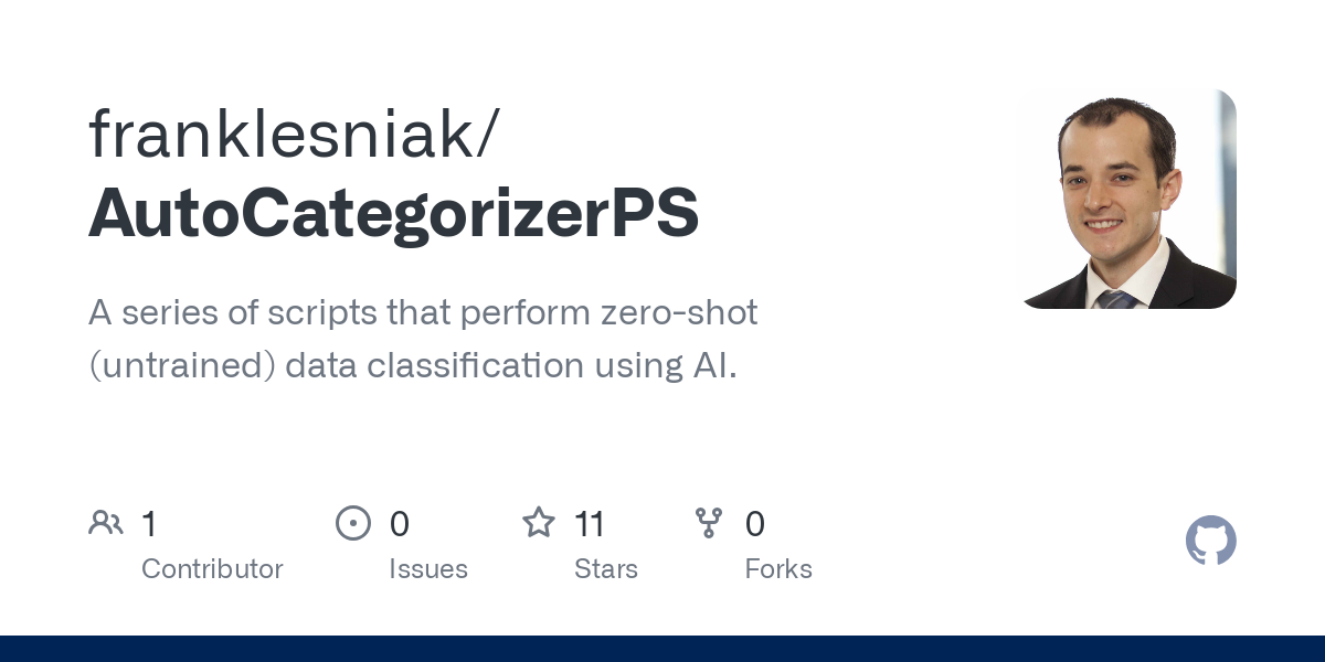 A series of scripts that perform zero-shot (untrained) data classification using AI. - franklesniak/AutoCategorizerPS