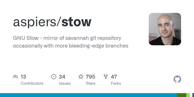 GNU Stow - mirror of savannah git repository occasionally with more bleeding-edge branches - aspiers/stow