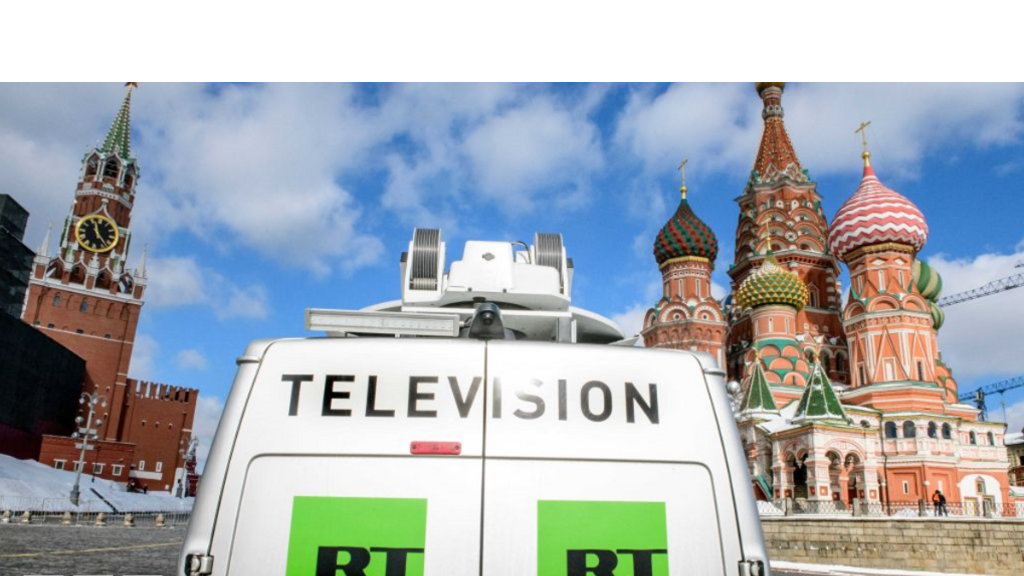 An RT van close to St Basil's Cathedral in Moscow's Red Square