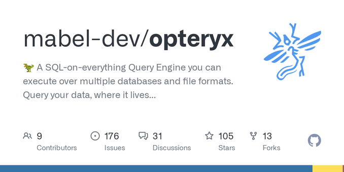 🦖 A SQL-on-everything Query Engine you can execute over multiple databases and file formats. Query your data, where it lives. - mabel-dev/opteryx