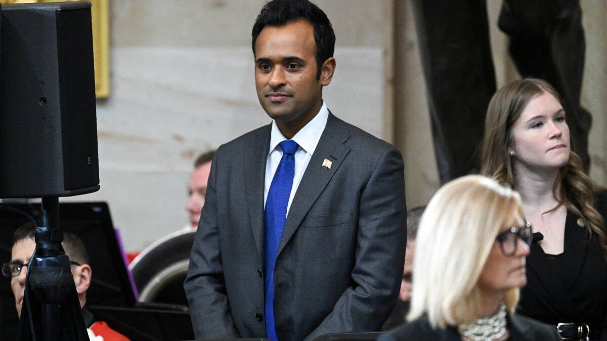 Vivek Ramaswamy arrives for the inauguration ceremony before Donald Trump is sworn in as the 47th US President in the US Capitol Rotunda in Washington, DC, on January 20, 2025. Reuters
