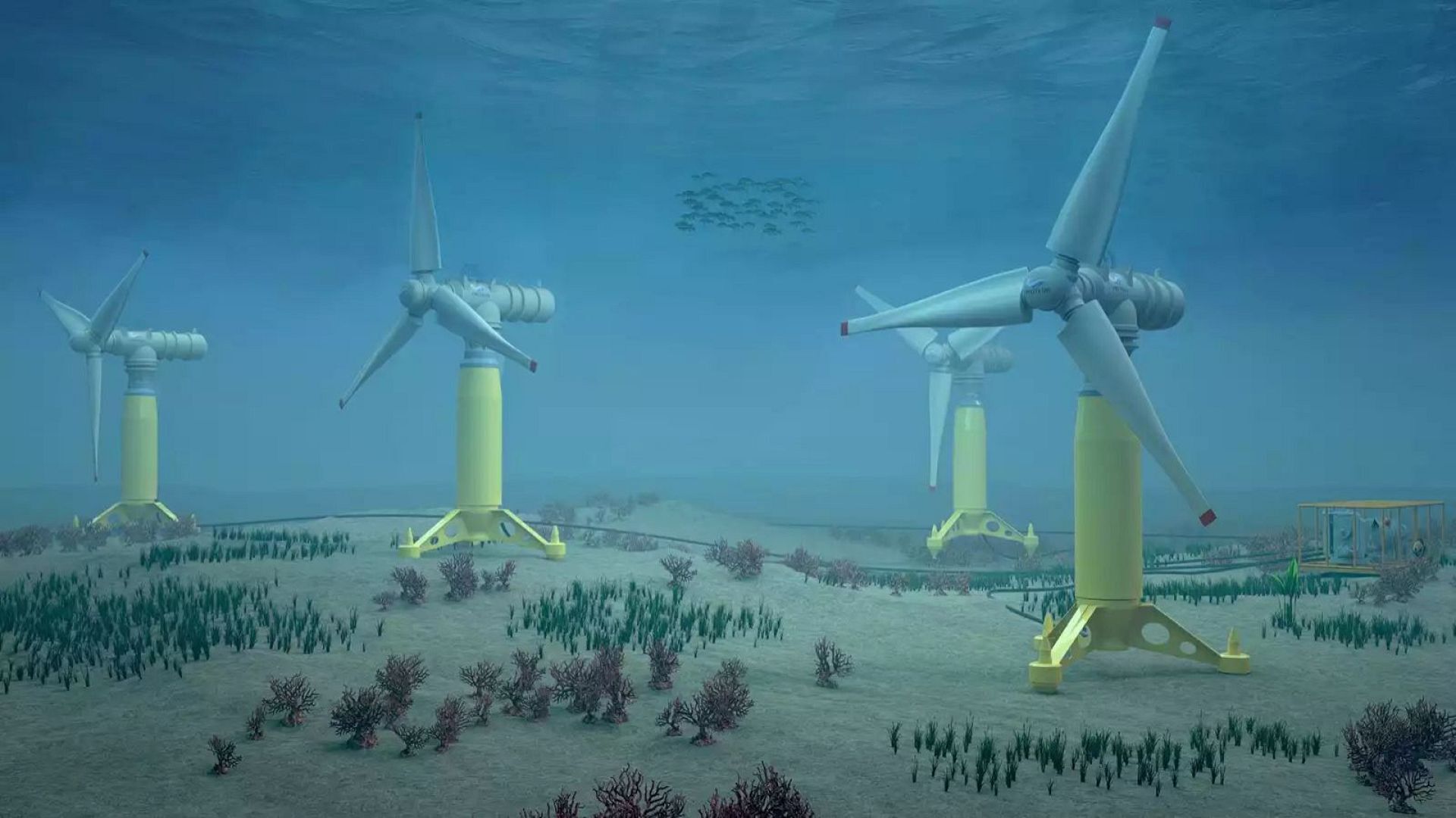 Artist's impression of the NH1 tidal power plant. | Copyright Normandie Hydroliennes