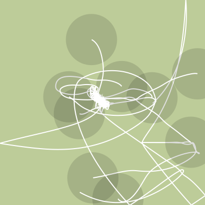 An abstract, procedurally generated image which looks busier when there are more words.