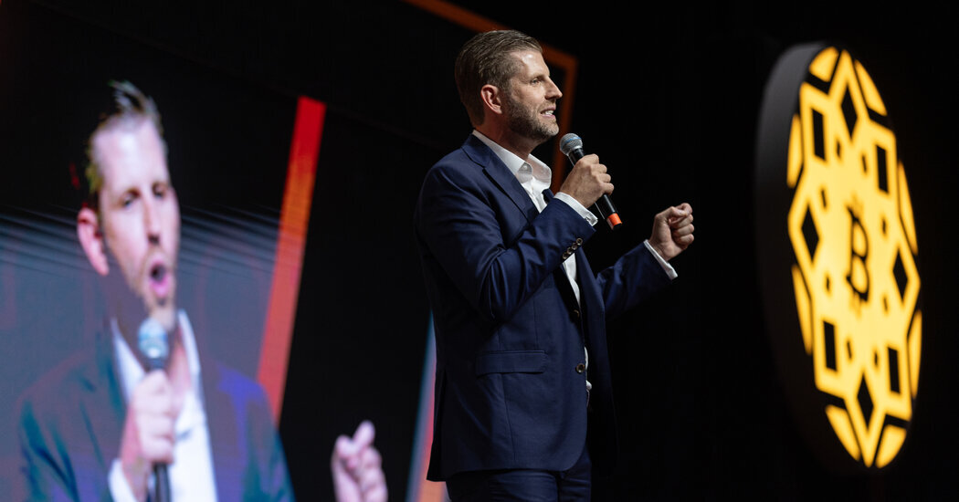 Eric Trump speaks at the Bitcoin MENA conference in Abu Dhabi, United Arab Emirates in December.