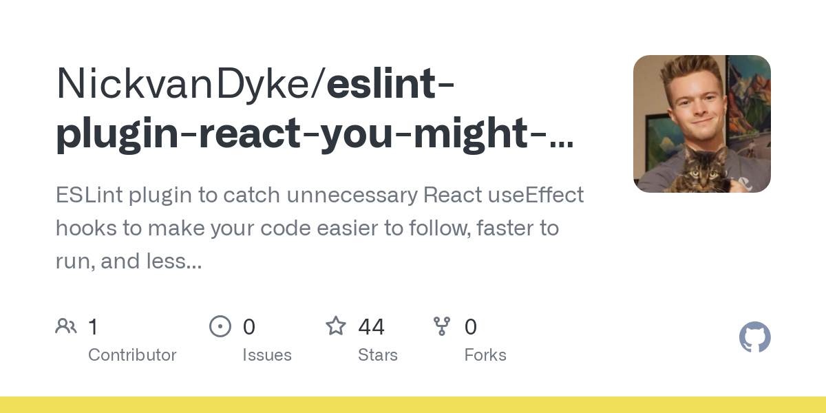 ESLint plugin to catch unnecessary React useEffect hooks to make your code easier to follow, faster to run, and less error-prone. - NickvanDyke/eslint-plugin-react-you-might-not-need-an-effect