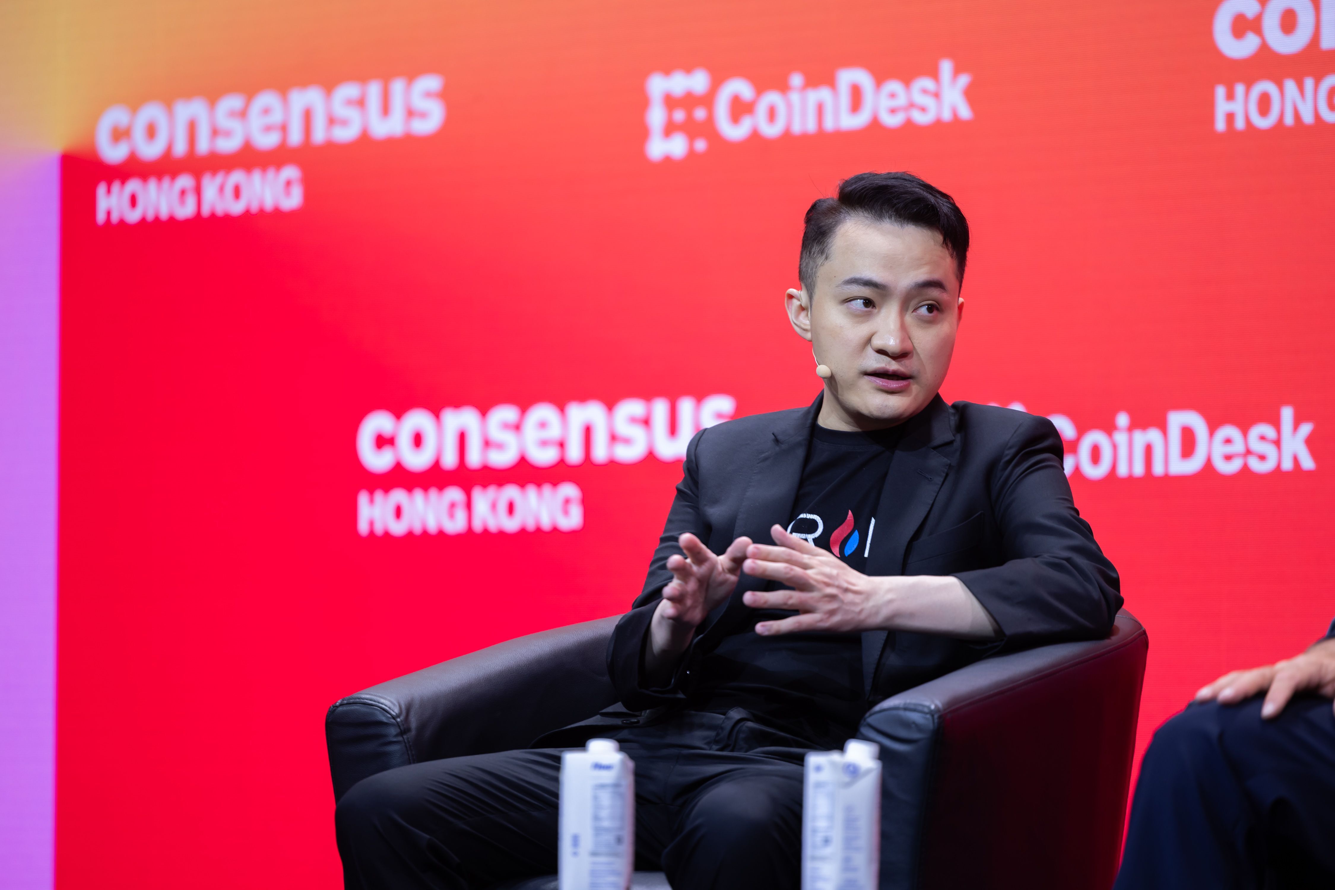 Justin Sun speaks at Consensus Hong Kong (CoinDesk)