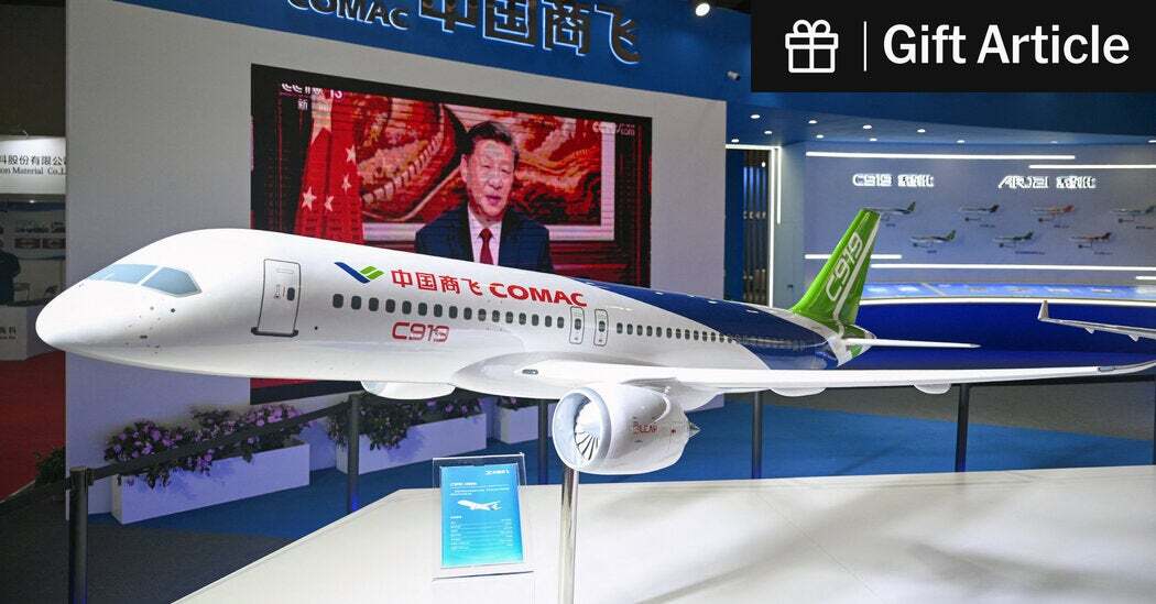 A model of the Chinese-made COMAC C919 passenger plane in Shanghai last year.