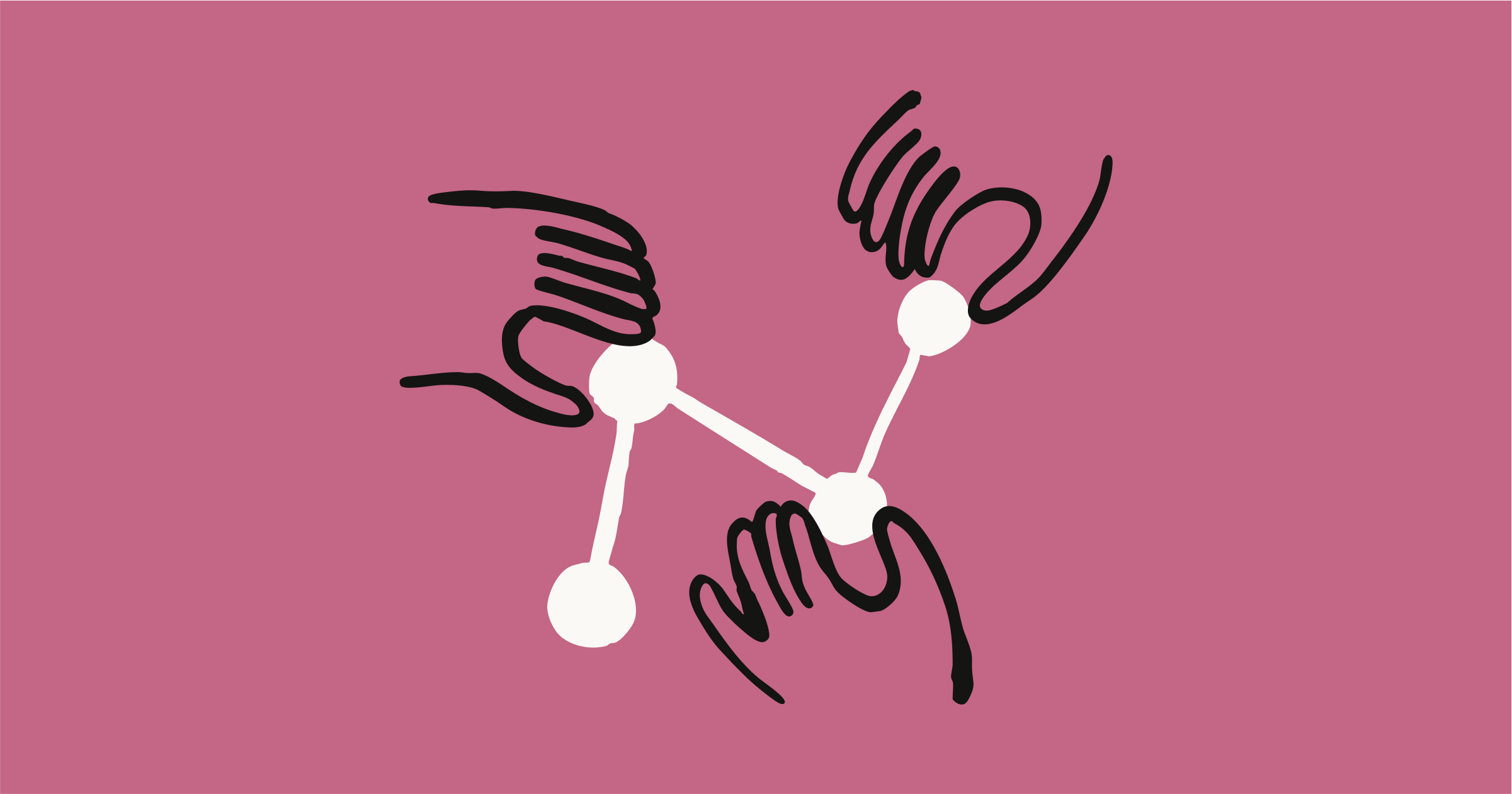 A hand-drawn image of three hands adjusting a neural network
