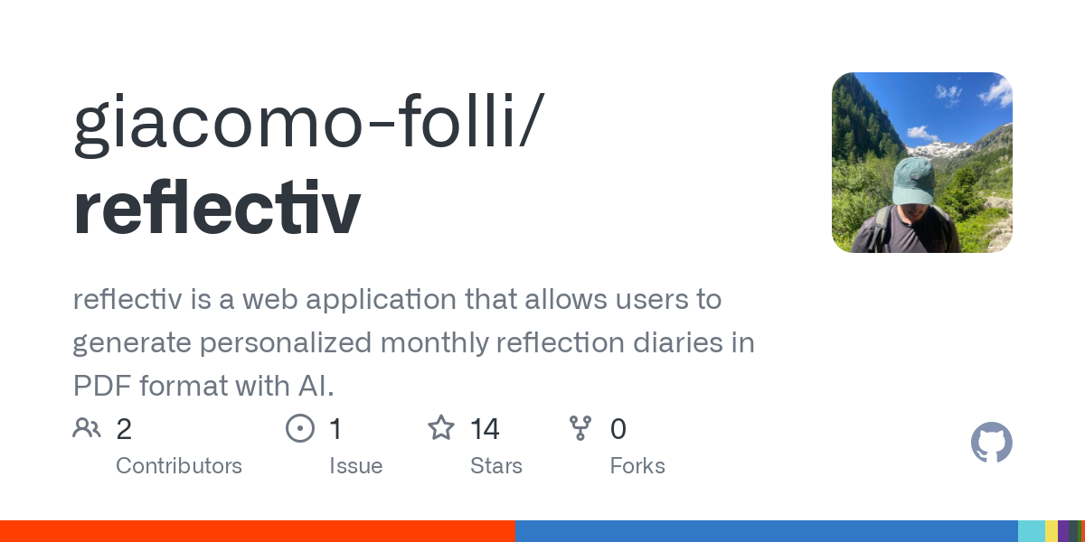 reflectiv is a web application that allows users to generate personalized monthly reflection diaries in PDF format with AI.  - GitHub - giacomo-folli/reflectiv: reflectiv is a web application that ...