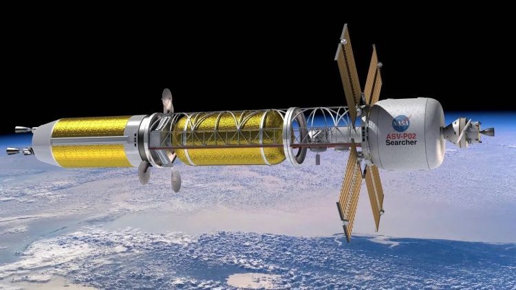 Artist’s illustration of a nuclear propulsion spacecraft. (Credit: NASA)