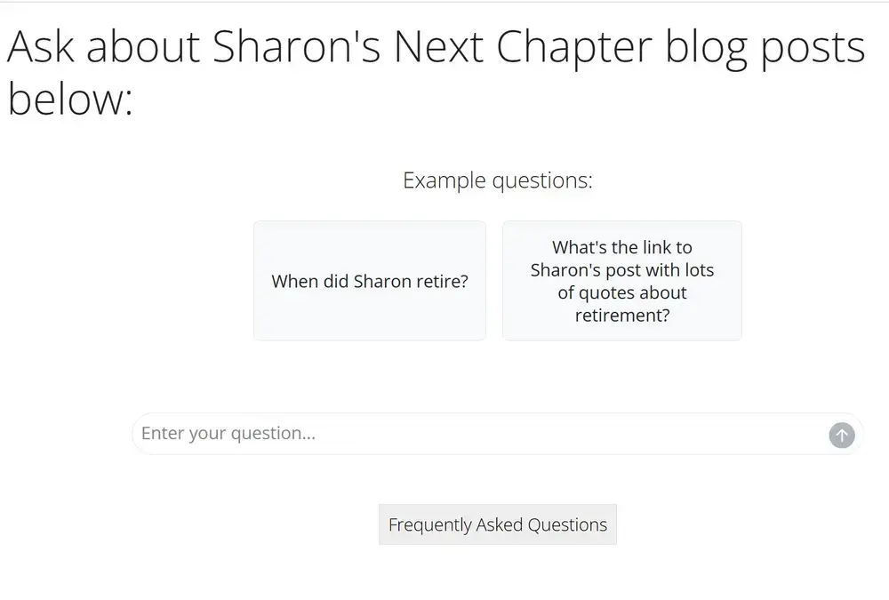 Screen shot of my Next Chapter chatbot