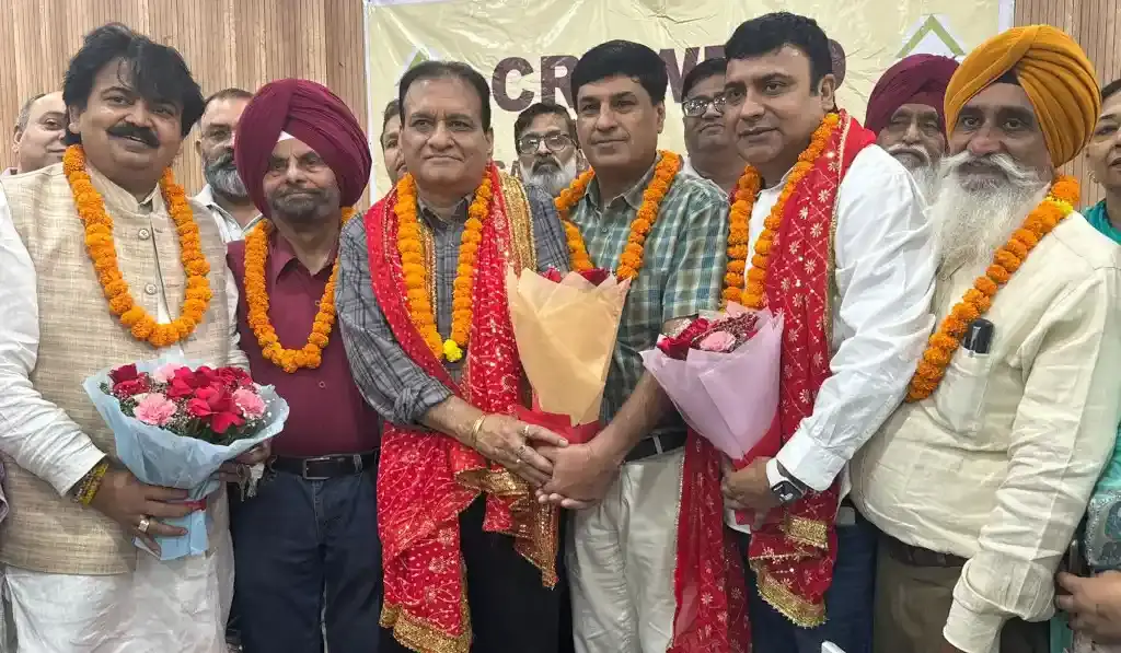 Elected members being congratulated at the annual general body meeting of the Chandigarh Residents Associations Welfare Federation (CRAWFED).
