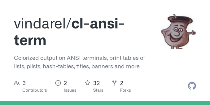 Colorized output on ANSI terminals, print tables of lists, plists, hash-tables, titles, banners and more - vindarel/cl-ansi-term