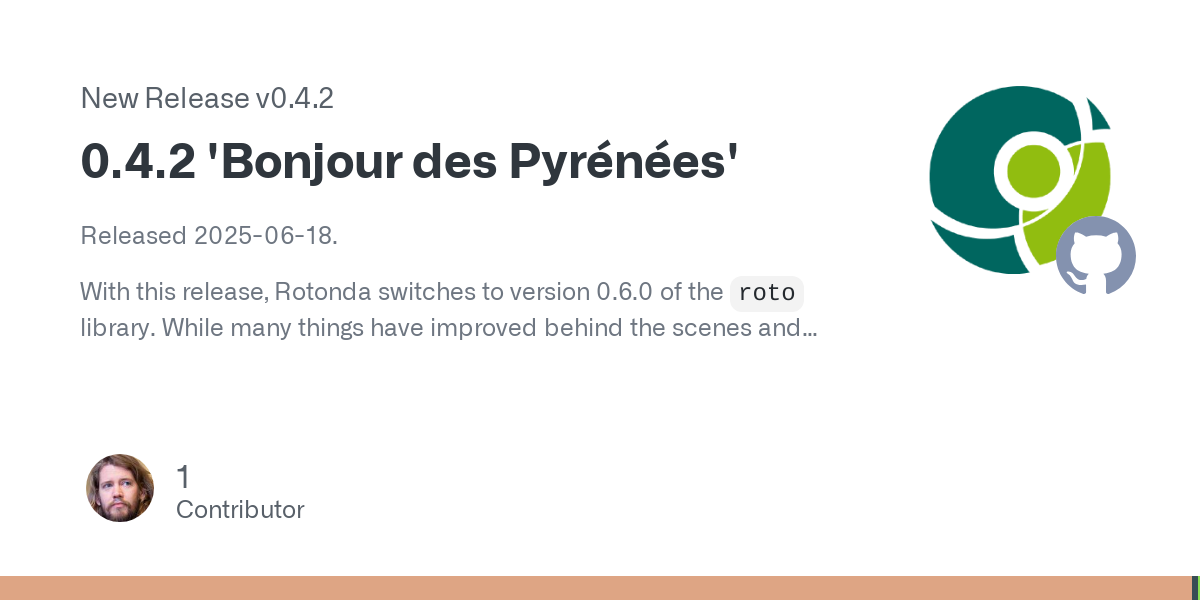 Released 2025-06-18.
With this release, Rotonda switches to version 0.6.0 of the roto library. While many things have improved behind the scenes and under the hood, there are no breaking or otherwi...