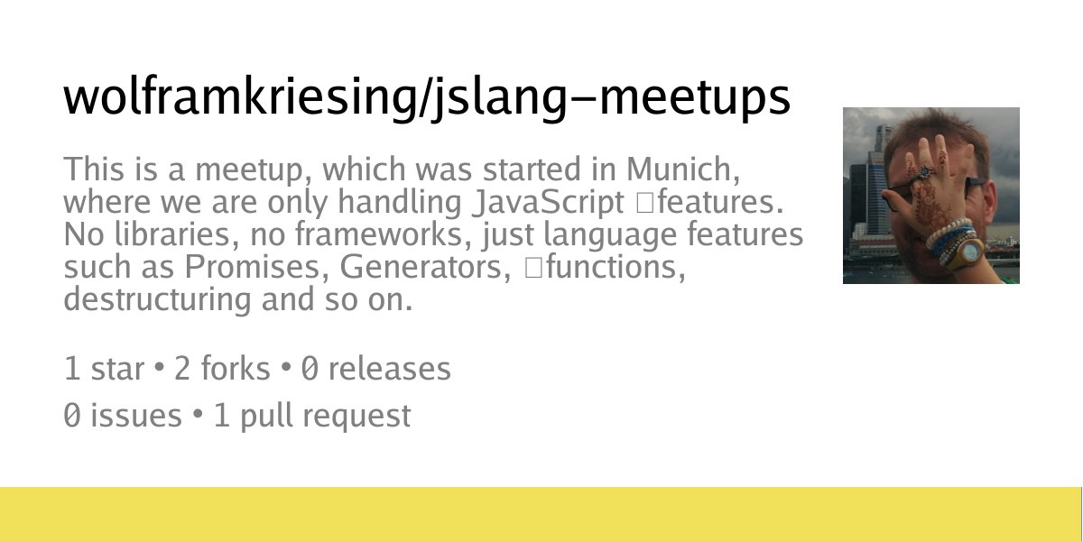 Summary card of repository wolframkriesing/jslang-meetups