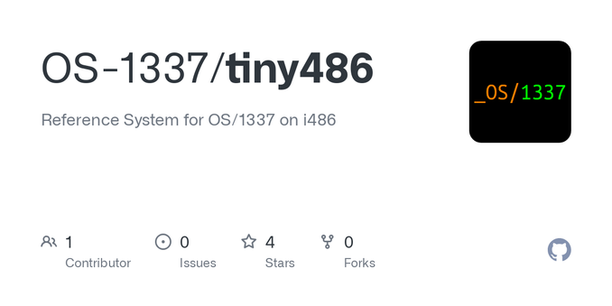 Reference System for OS/1337 on i486. Contribute to OS-1337/tiny486 development by creating an account on GitHub.
