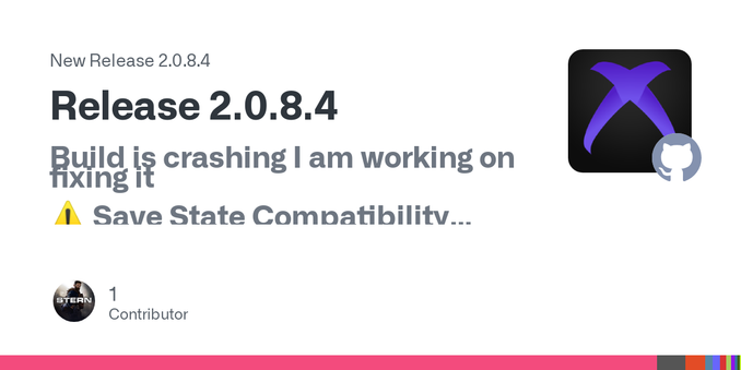 Build is crashing I am working on fixing it
⚠️ Save State Compatibility Notice
Important: Installing this update may break save state compatibility.
Please ensure your progress is saved to a Memory...