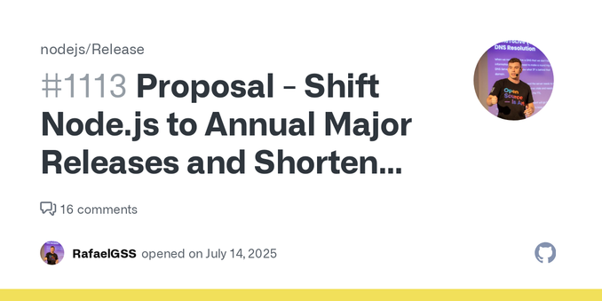 Background Currently, Node.js operates on a biannual major release schedule. Even-numbered releases enter Long-Term Support (LTS), providing extended maintenance, while odd-numbered releases typica...