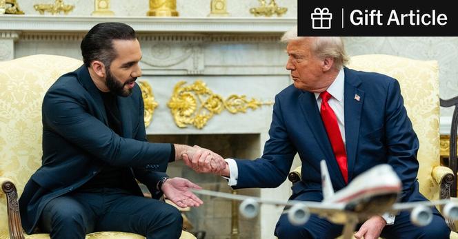 President Trump with President Nayib Bukele of El Salvador in the Oval Office in April.