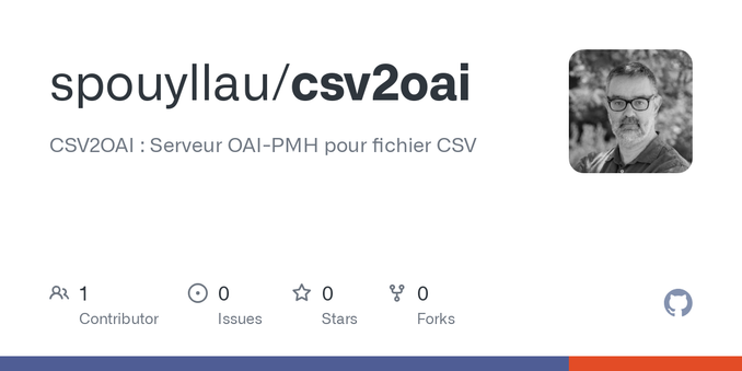 CSV2OAI : Serveur OAI-PMH pour fichier CSV. Contribute to spouyllau/csv2oai development by creating an account on GitHub.