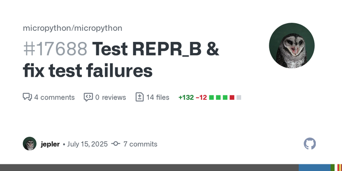 Summary
For m68k-micropython I&#39;m interested in REPR_B. However, CI doesn&#39;t check any REPR_B builds, so of course there were test failures.
This patch series adds a 32-bit REPR_B build (i686...
