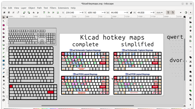 Screenshot of the cheatsheet being developed in Inkscape