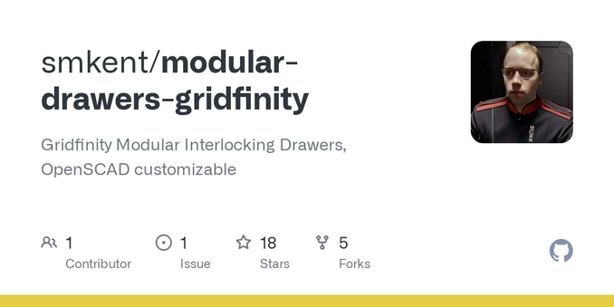Gridfinity Modular Interlocking Drawers, OpenSCAD customizable - smkent/modular-drawers-gridfinity