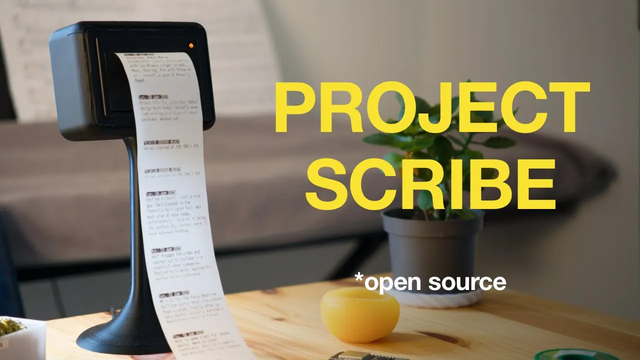Project Scribe thermal printer printing out a receipt