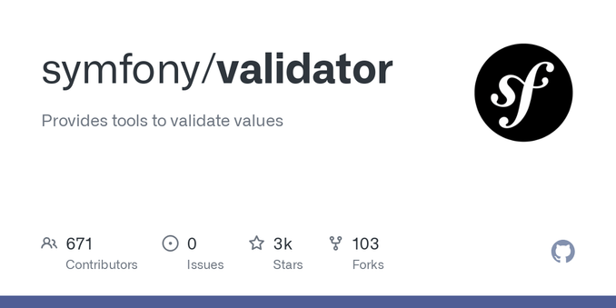 Provides tools to validate values. Contribute to symfony/validator development by creating an account on GitHub.