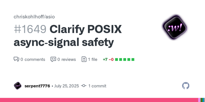Clarify that signal handlers installed with signal_set are automatically async‑signal safe on POSIX.
Feel free to suggest better wording.
