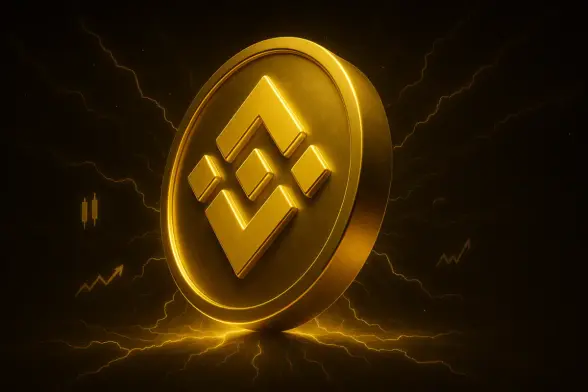 Picture showing golden BNB coin
