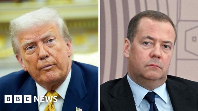 US President Donald Trump (left) and former Russian President Dmitry Medvedev. File photos US President Donald Trump (left) and former Russian President Dmitry Medvedev. File photos