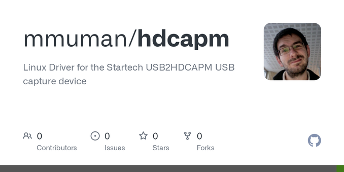 Linux Driver for the Startech USB2HDCAPM USB capture device - GitHub - mmuman/hdcapm at linux-6-fixes Linux Driver for the Startech USB2HDCAPM USB capture device - GitHub - mmuman/hdcapm at linux-6-fixes