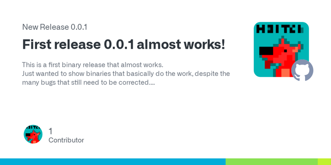 This is a first binary release that almost works.
Just wanted to show binaries that basically do the work, despite the many bugs that still need to be corrected.
Enjoy!
