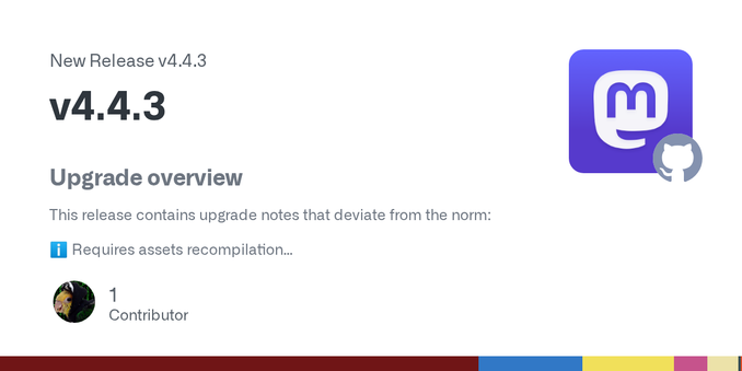 Upgrade overview
This release contains upgrade notes that deviate from the norm:
ℹ️ Requires assets recompilation
For more information, view the complete release notes and scroll down to the upgrad...
