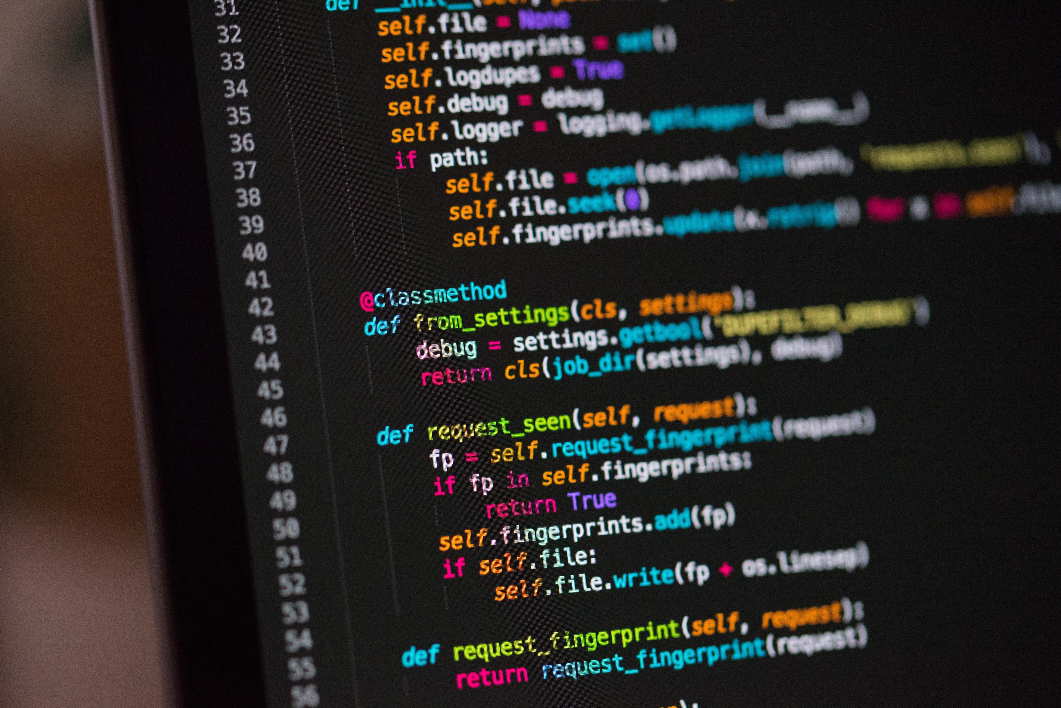 Software Code on Screen
